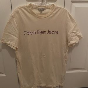 Beige Calvin Klein Jeans Print Logo Tee